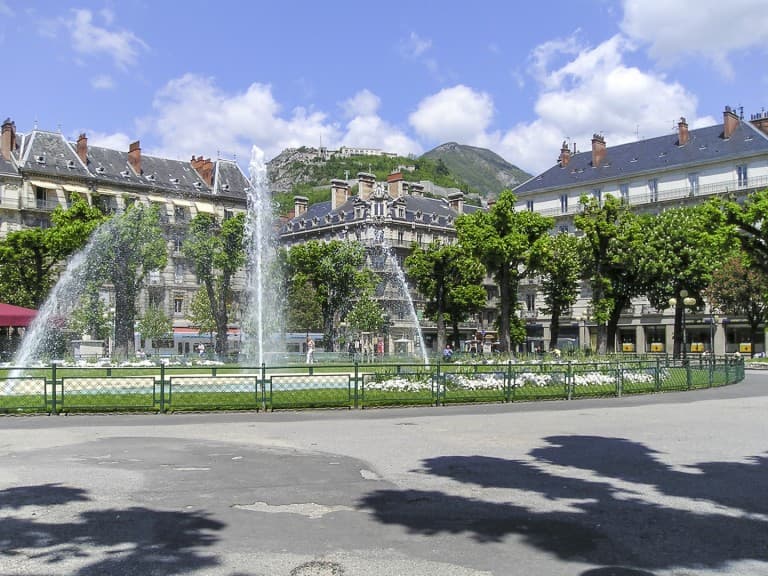 Fountain at the “Victor Hugo” Square in Grenoble, France