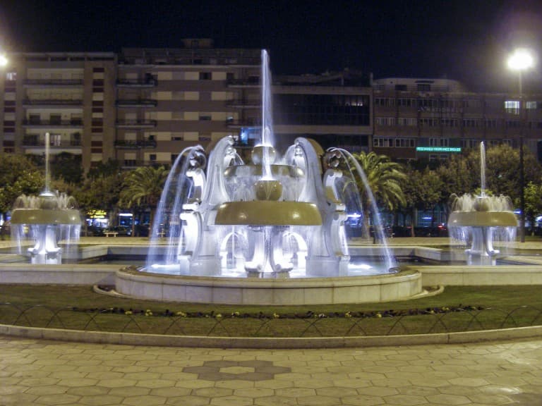 The fountains of Lecce at night