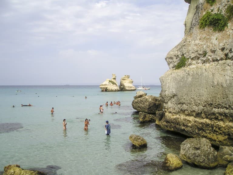 The sea of Salento and the rocks near the village Torre dell'Orso