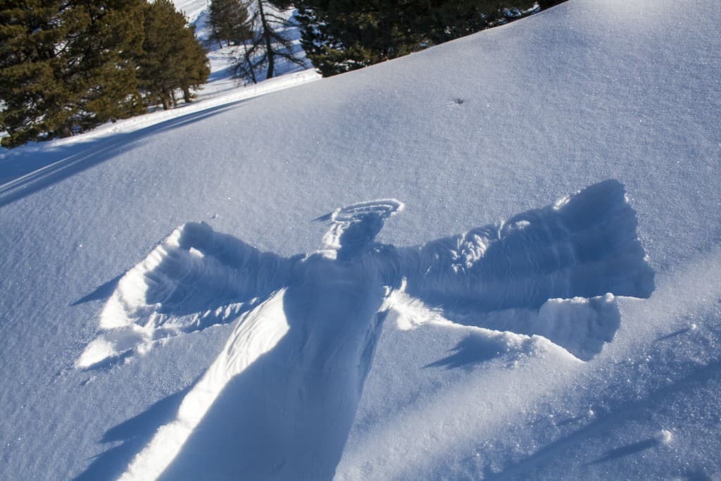 Imprint in the snow left by an angel