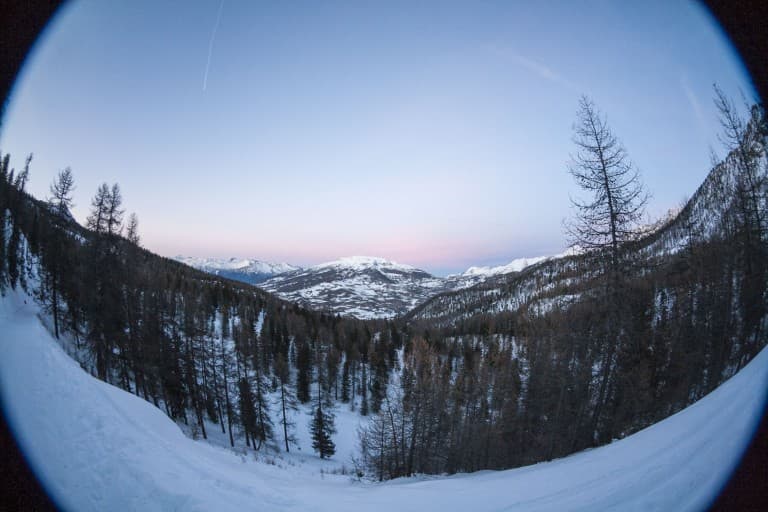 Fisheye view of the valley of Cesana