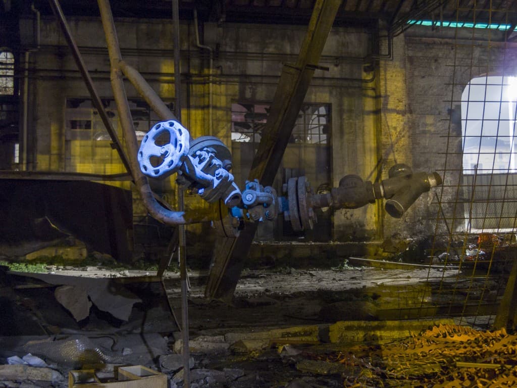 Light Painting at the Abandoned Train Repairing Workshop in Turin, Italy
