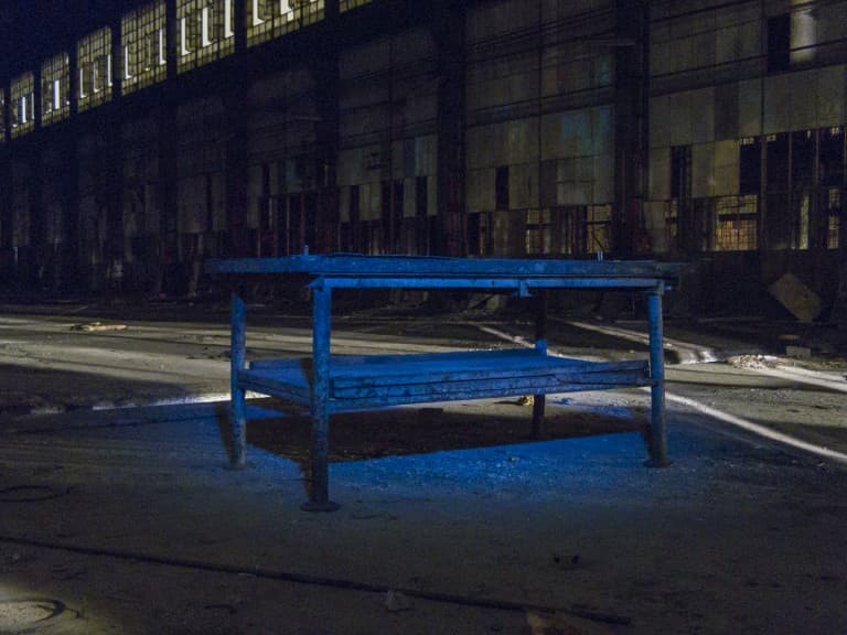 Light Painting at the Abandoned Train Repairing Workshop in Turin, Italy