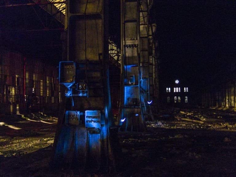 Light Painting at the Abandoned Train Repairing Workshop in Turin, Italy