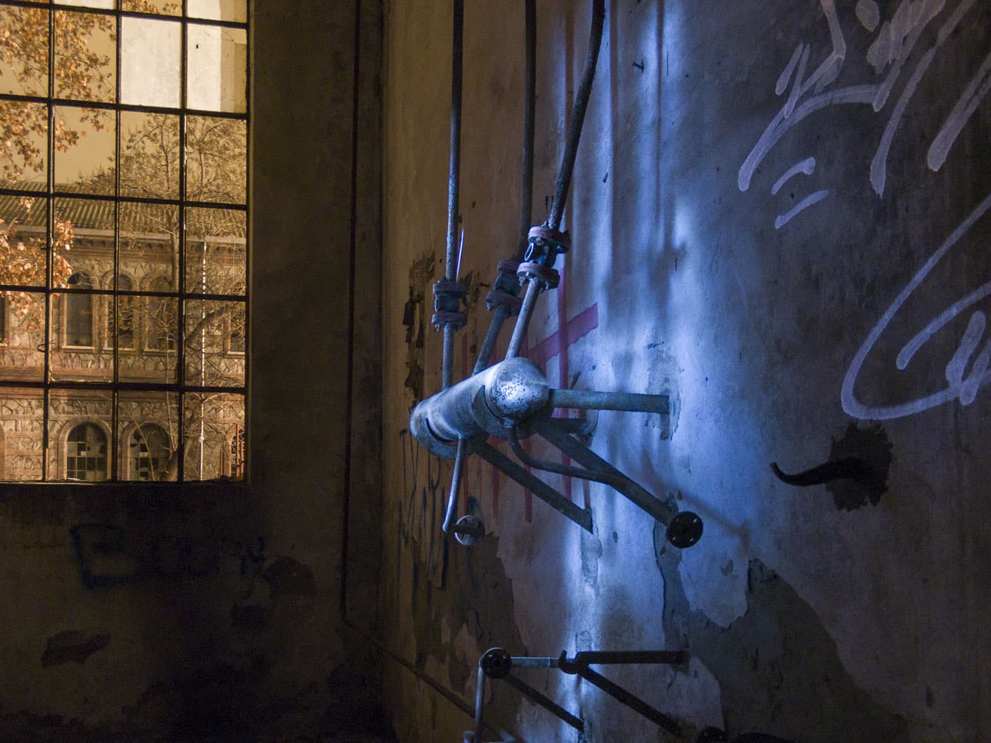 Light Painting at the Abandoned Train Repairing Workshop in Turin, Italy