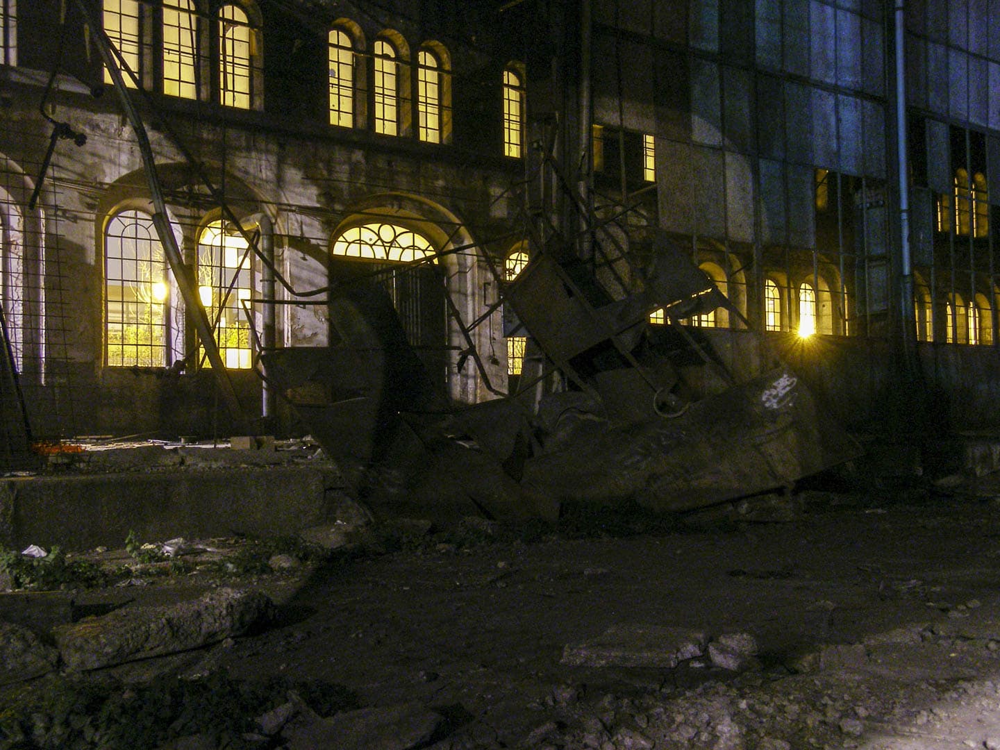 Destroyed Gate at the Abandoned Train Repairing Workshop in Turin, Italy