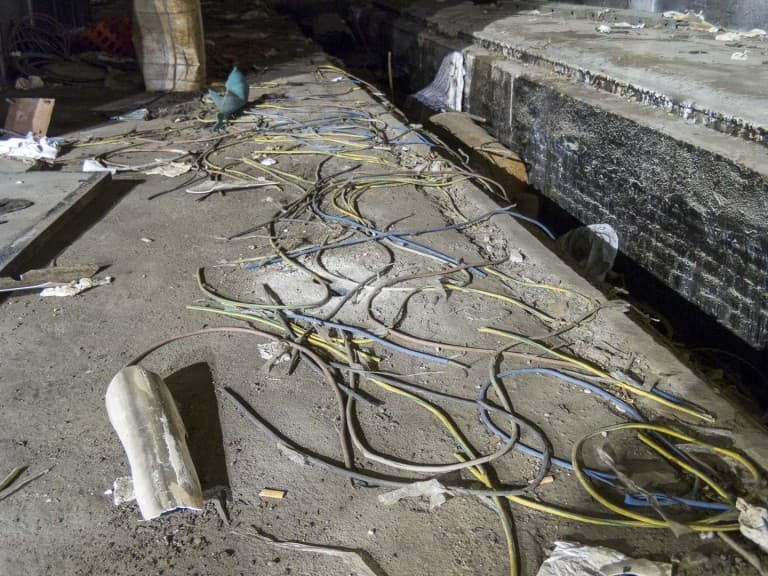 Sheaths of Cables at the Abandoned Train Repairing Workshop in Turin, Italy