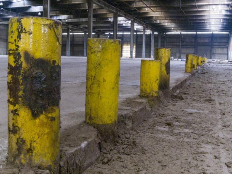 Yellow Stakes at Unknown Abandoned Factory in Nichelino, Italy