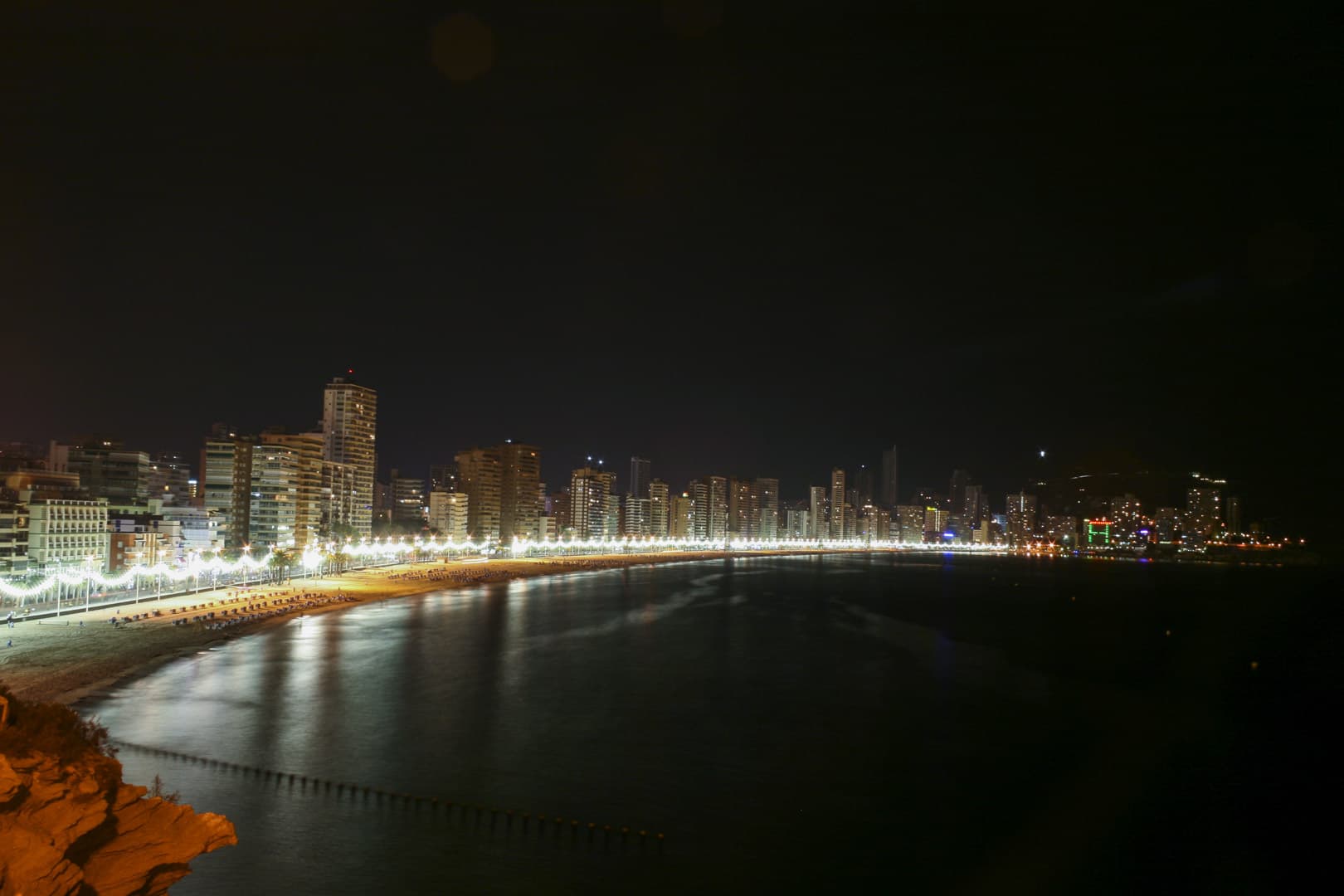 Benidorm (Alicante) – Spain, Main Beach and City Skyline by Night