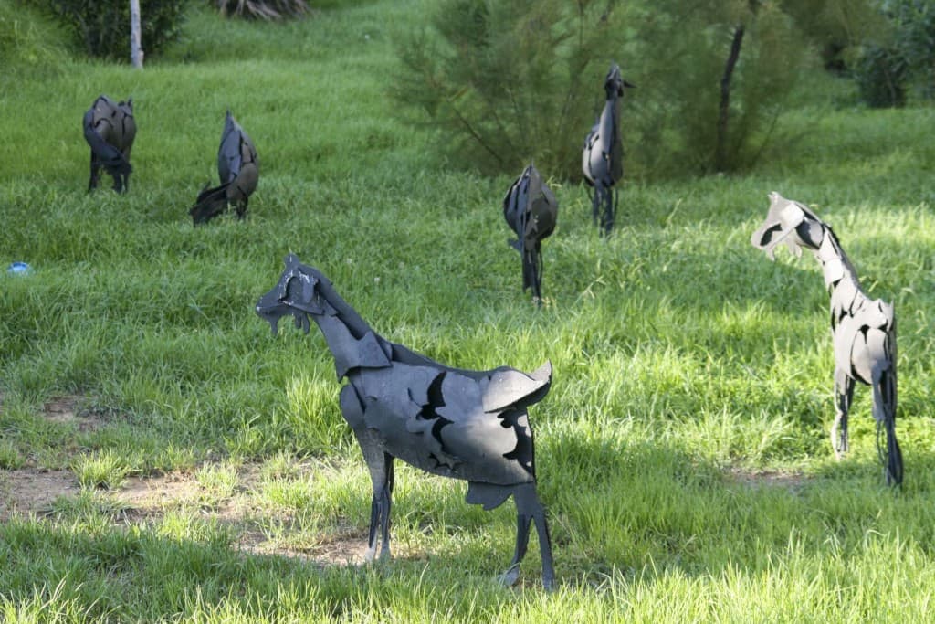 Benidorm (Alicante) – Spain, Goats Sculptures in the Park