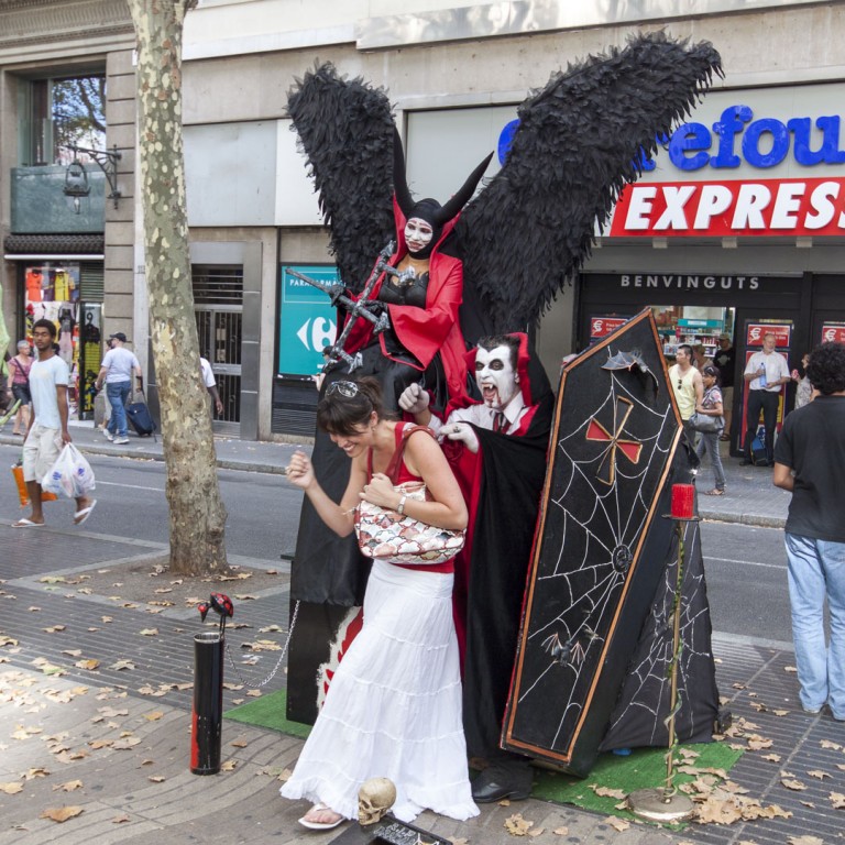 Las Ramblas Street Performers in Barcelona, Spain